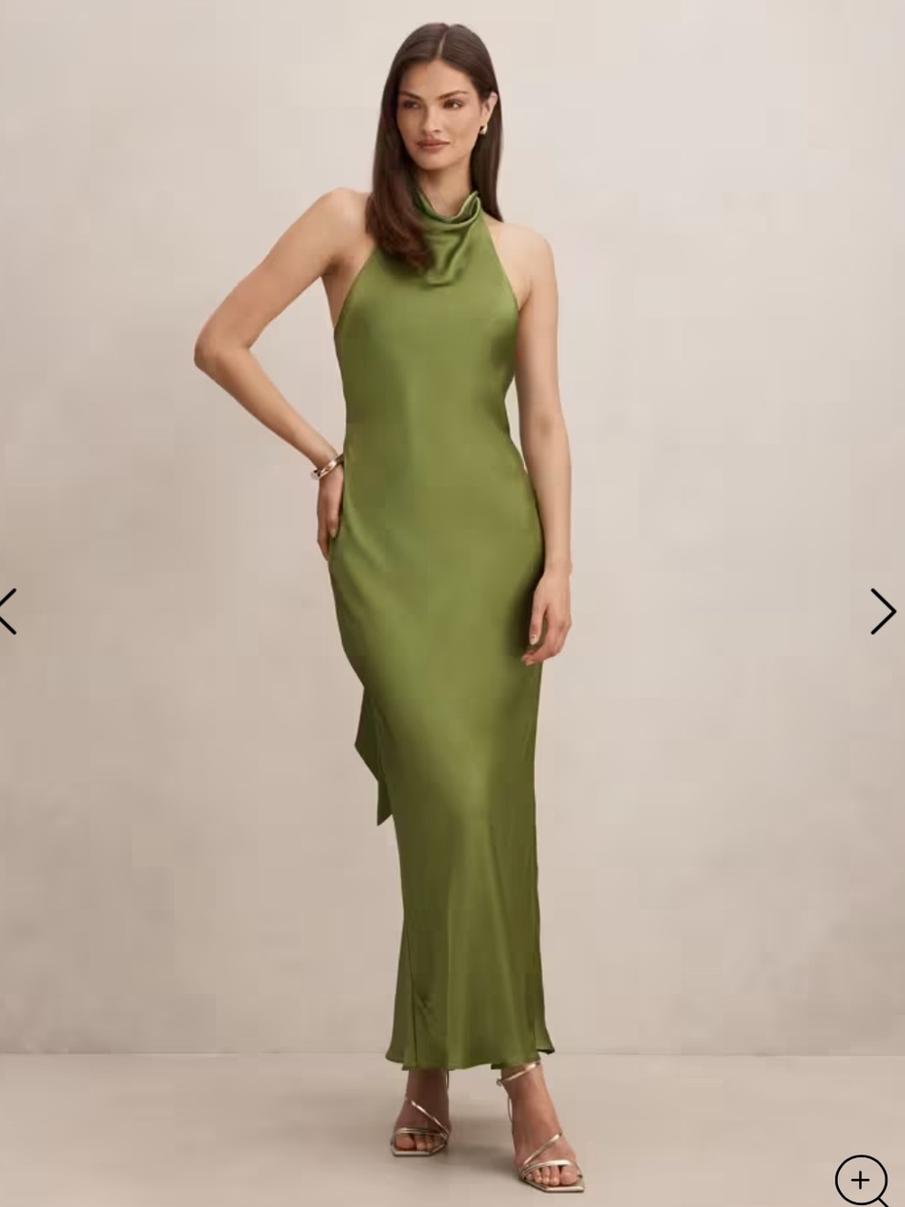Ever New Olive Green Satin Halter Maxi Dress